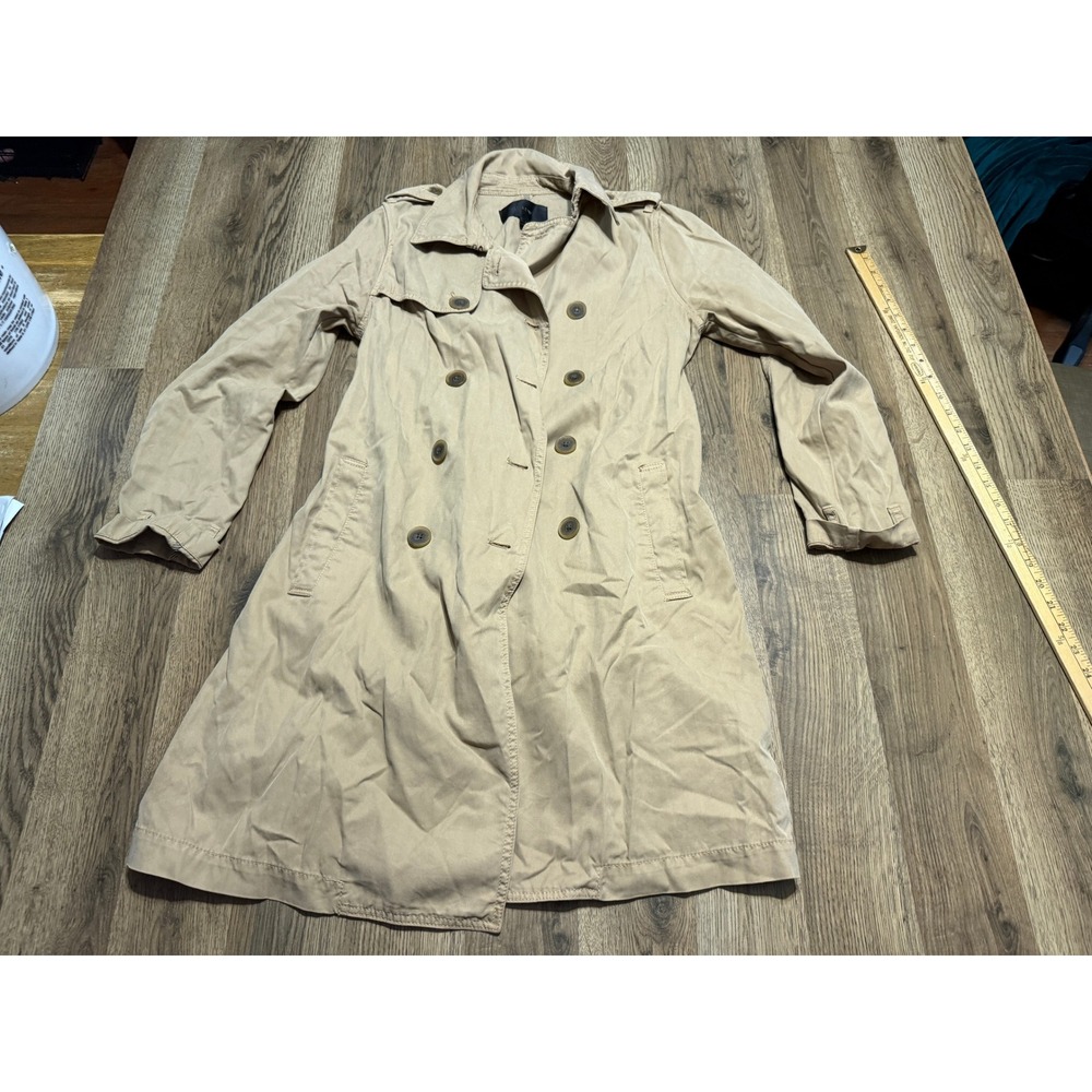 J.Crew Jacket Women Size 2 Khaki Double Breasted Long Trench Coat